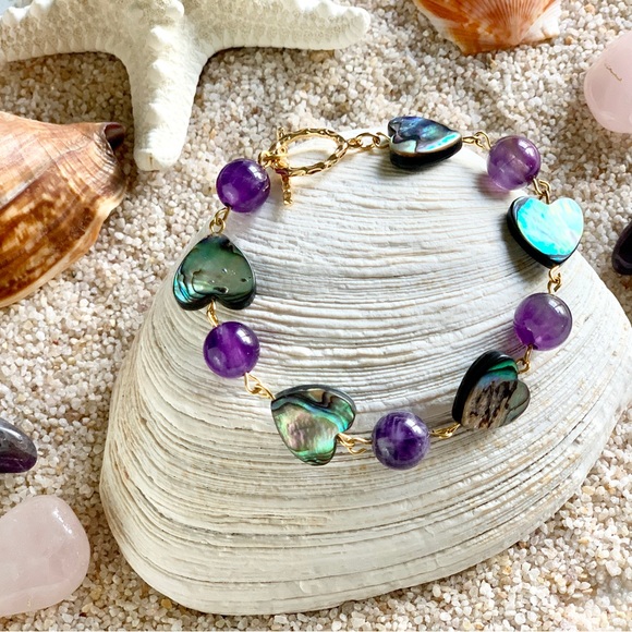 Abalone & Gemstone Beaded Bracelet - Picture 6 of 8